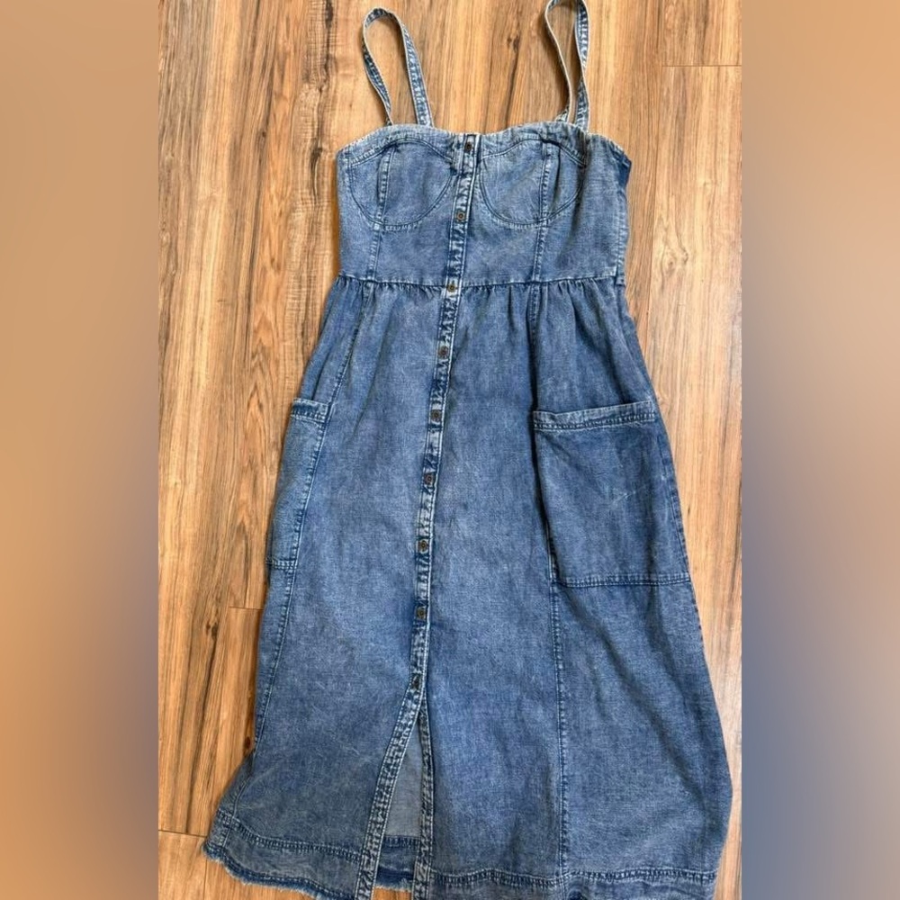 Pilcro Blue Denim Midi Dress with Straps - Picture 4 of 5